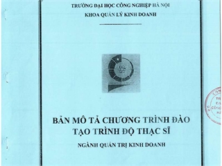 Bản mô tả chương trình đào tạo Cao học Quản trị kinh doanh