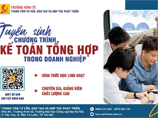 TUYỂN SINH CHƯƠNG TRÌNH KẾ TOÁN TỔNG HỢP TRONG DOANH NGHIỆP