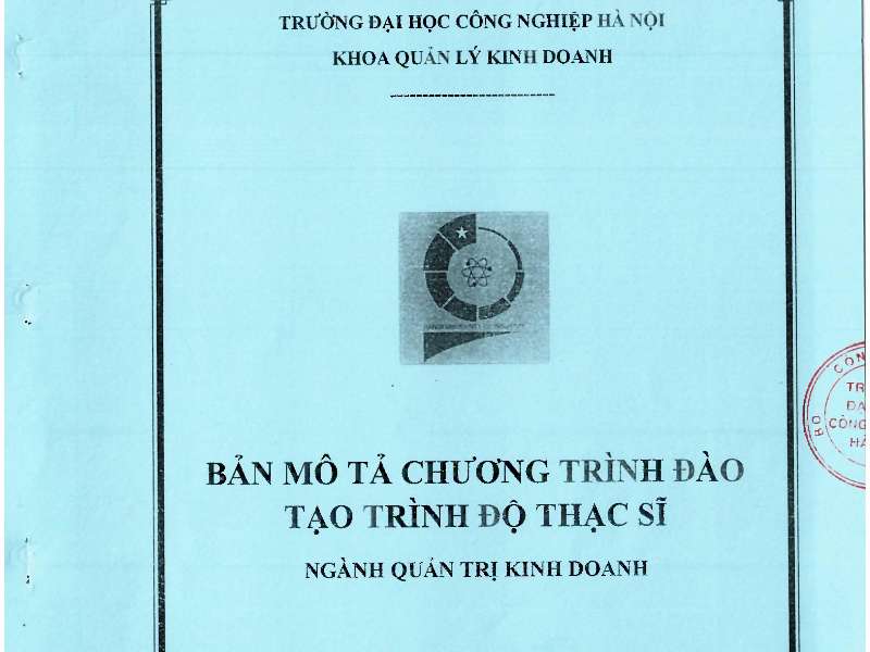 Bản mô tả chương trình đào tạo Cao học Quản trị kinh doanh