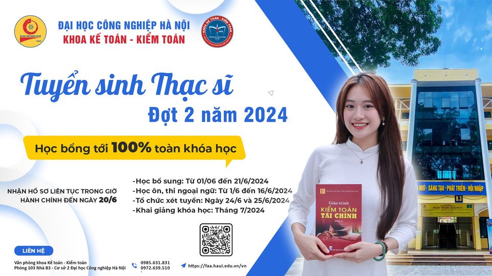 THÔNG BÁO TUYỂN SINH THẠC SỸ ĐỢT 2 CHUYÊN NGÀNH KẾ TOÁN