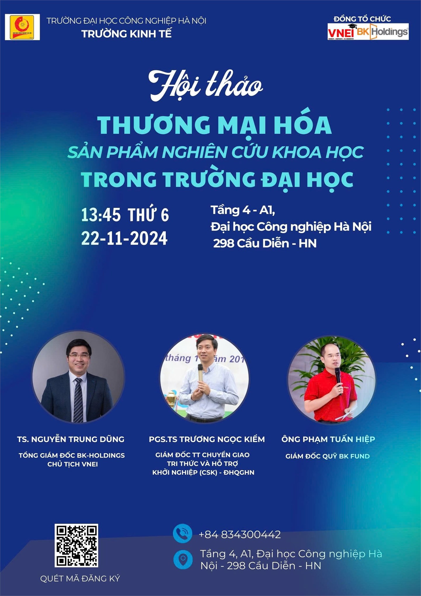 Thư mời tham dự hội thảo: `Thương mại hóa sản phẩm từ NCKH trong trường đại học`