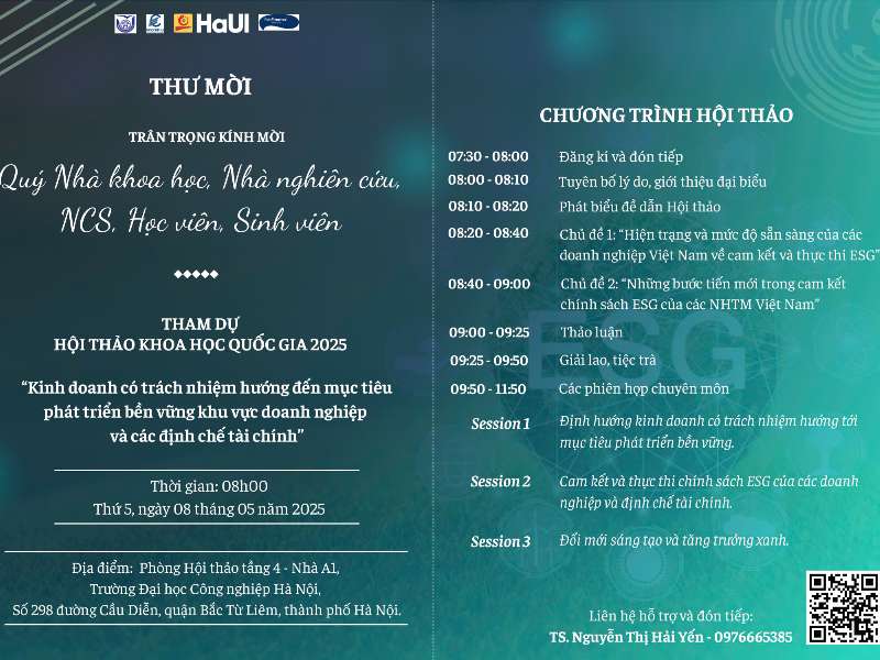 Thư mời tham dự Hội thảo khoa học quốc gia về Quản trị và Tài chính “Kinh doanh có trách nhiệm hướng đến mục tiêu phát triển bền vững khu vực doanh nghiệp và các định chế tài chính”