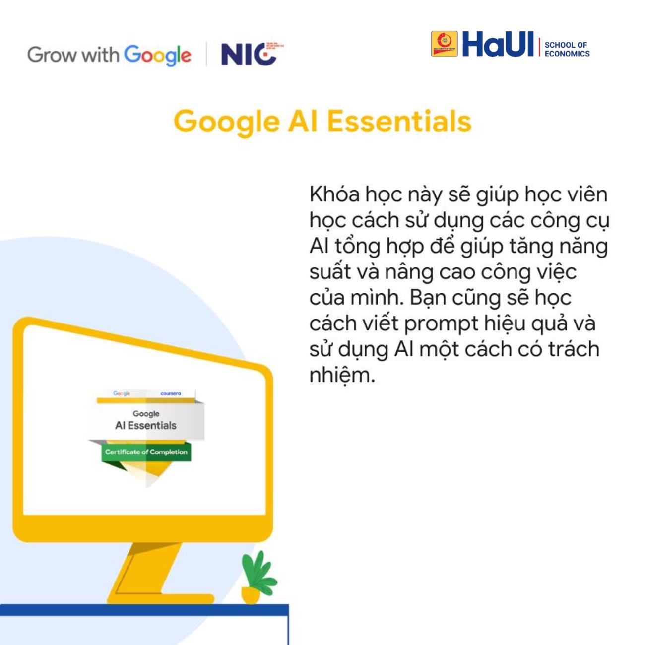 Thông báo: Về việc đăng ký tham gia Học bổng Google Career Certificates năm 2025