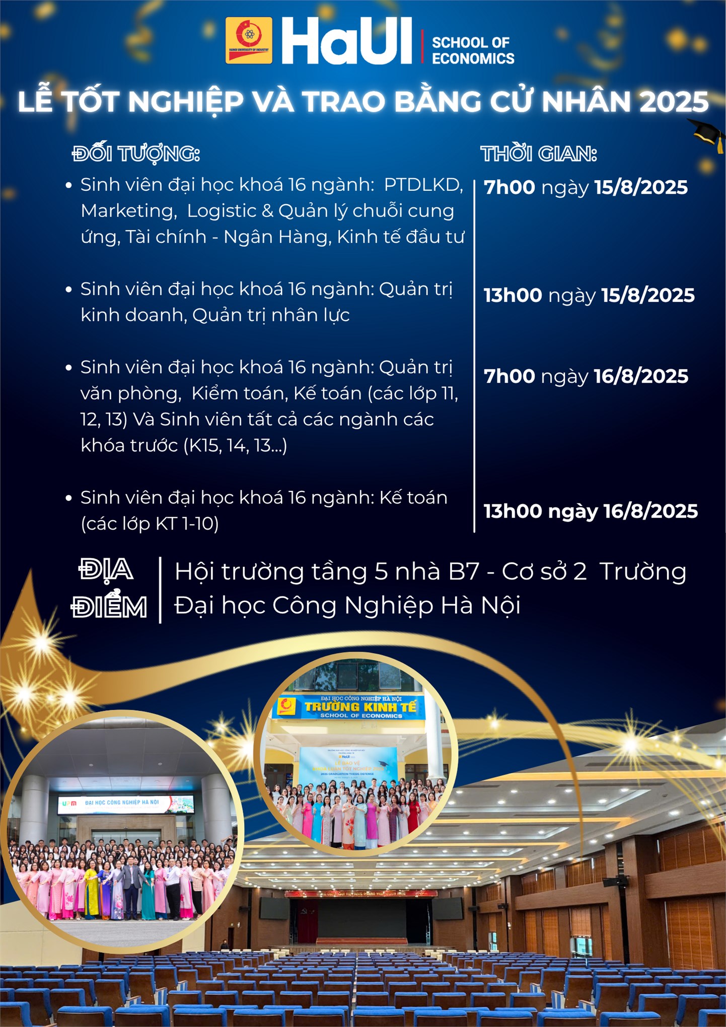Thông báo Lễ tốt nghiệp và Trao bằng cử nhân năm 2025