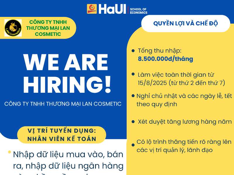 Công ty TNHH thương mại Lan cosmetic tuyển dụng