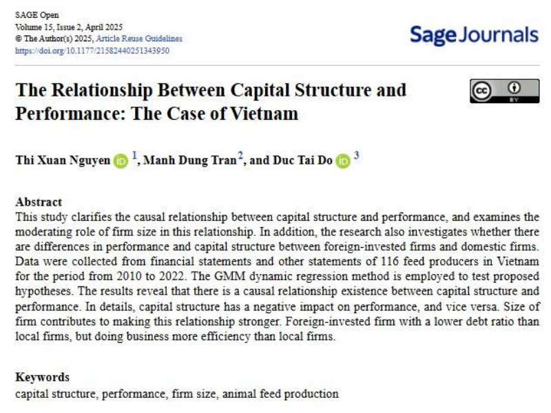 The Relationship Between Capital Structure and Performance: The Case of Vietnam