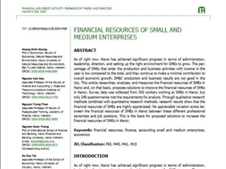 Financial resources of small and medium enterprises