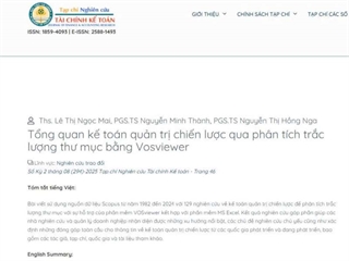 Tổng quan kế toán quản trị chiến lược qua phân tích trắc lượng thư mục bằng VOSVIEWER