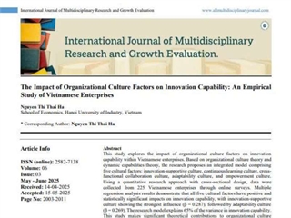 The Impact of Organizational Culture Factors on Innovation Capability: An Empirical Study of Vietnamese Enterprises