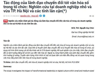 Tác động của lãnh đạo chuyển đổi tới văn hóa số trong tổ chức: Nghiên cứu tại doanh nghiệp nhỏ và vừa TP. Hà Nội và các tỉnh lân cận(*)