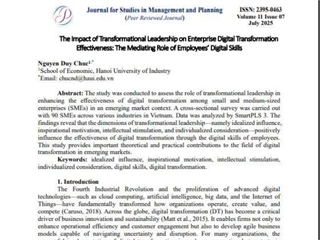 The Impact of Transformational Leadership on Enterprise Digital Transformation Effectiveness: The Mediating Role of Employees’ Digital Skills