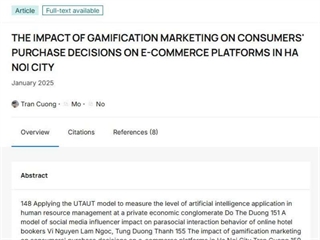 THE IMPACT OF GAMIFICATION MARKETING ON CONSUMERS' PURCHASE DECISIONS ON E-COMMERCE PLATFORMS IN HA NOI CITY