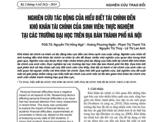 "Nghiên cứu tác động của hiểu biết tài chính đến khó khăn tài chính của sinh viên: Thực nghiệm tại các trường đại học trên địa bàn thành phố Hà Nội"