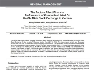 The Factors Affect Financial Performance of Companies Listed On Ho Chi Minh Stock Exchange in Vietnam