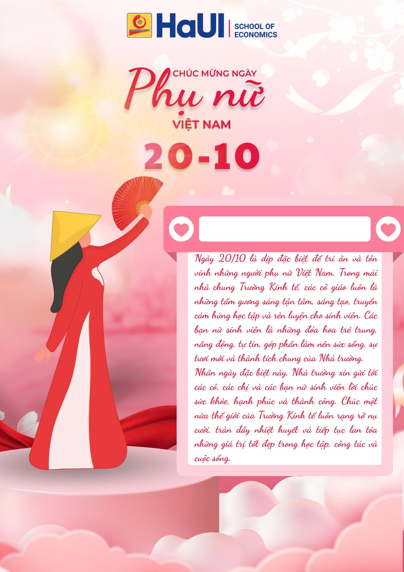 Trường Kinh tế chúc mừng ngày Phụ nữ Việt Nam 20/10