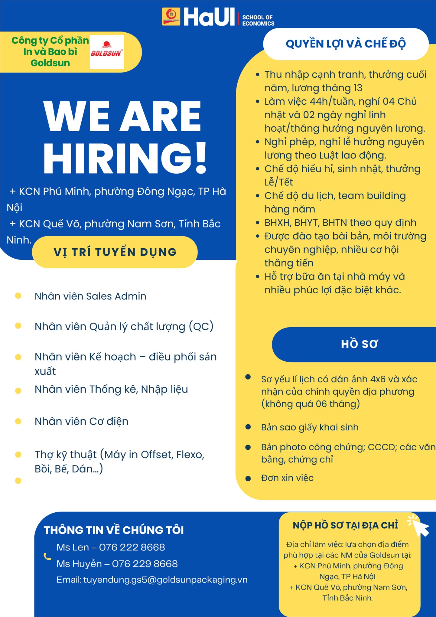 Công ty Cổ phần In & Bao bì Goldsun tuyển dụng nhiều vị trí hấp dẫn năm 2025