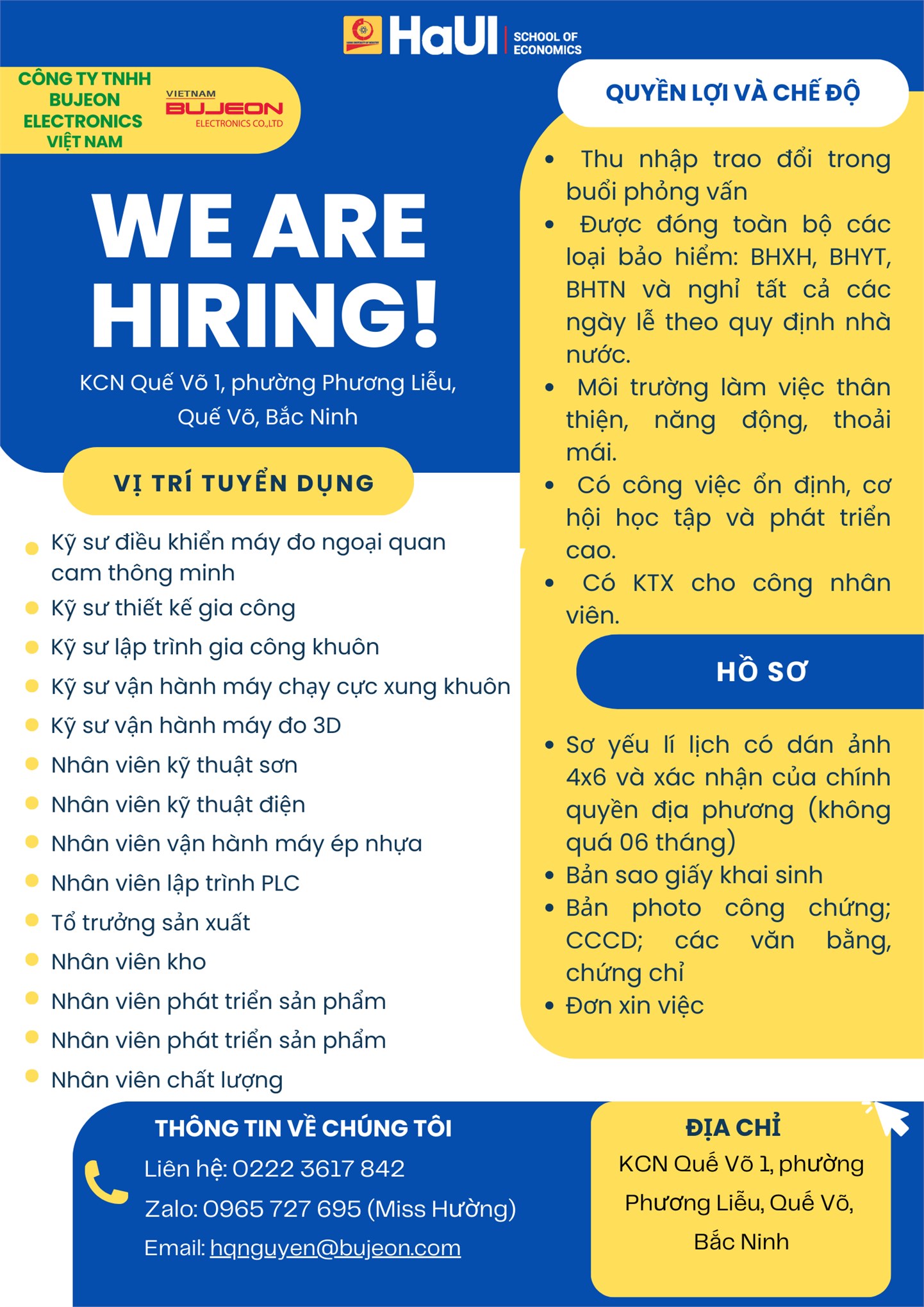 Công ty TNHH Bujeon Electronics Việt Nam tuyển dụng