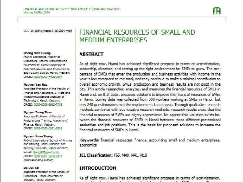 Financial resources of small and medium enterprises