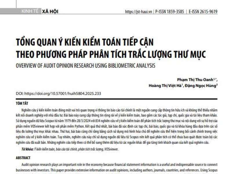 Tổng quan ý kiến kiểm toán tiếp cận theo phương pháp phân tích trắc lượng thư mục