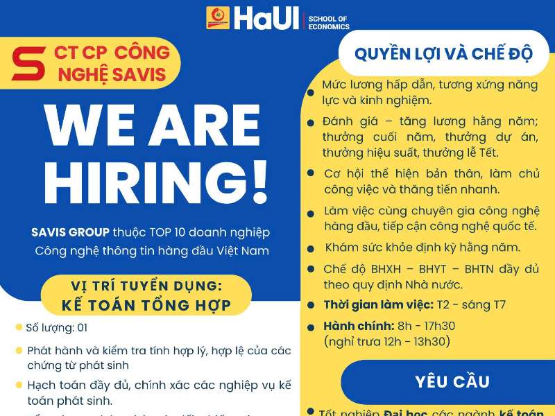 Công ty cổ phần công nghệ SAVIS tuyển dụng