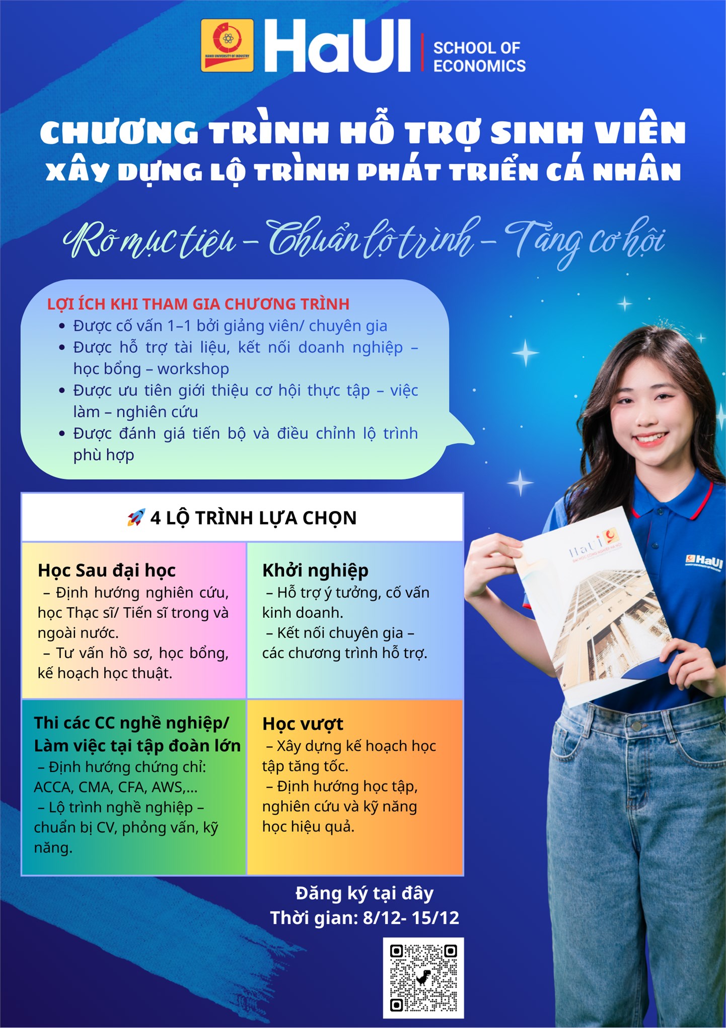 Chương trình hỗ trợ sinh viên – xây dựng lộ trình phát triển cá nhân “Định hướng rõ ràng – Xây lộ trình phù hợp – Gia tăng cơ hội thành công”