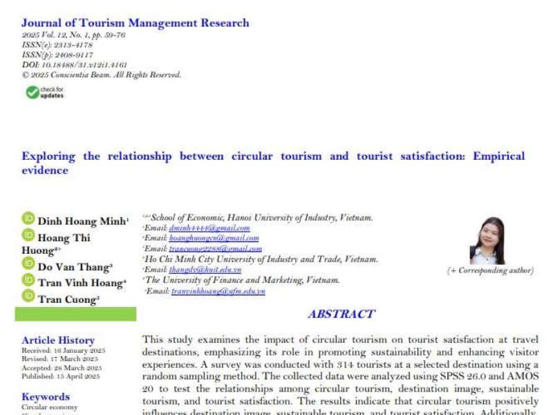 Exploring the relationship between circular tourism and tourist satisfaction: Empirical evidence