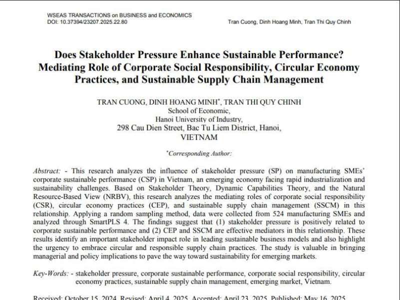 Does Stakeholder Pressure Enhance Sustainable Performance? Mediating Role of Corporate Social Responsibility, Circular Economy Practices, and Sustainable Supply Chain Management