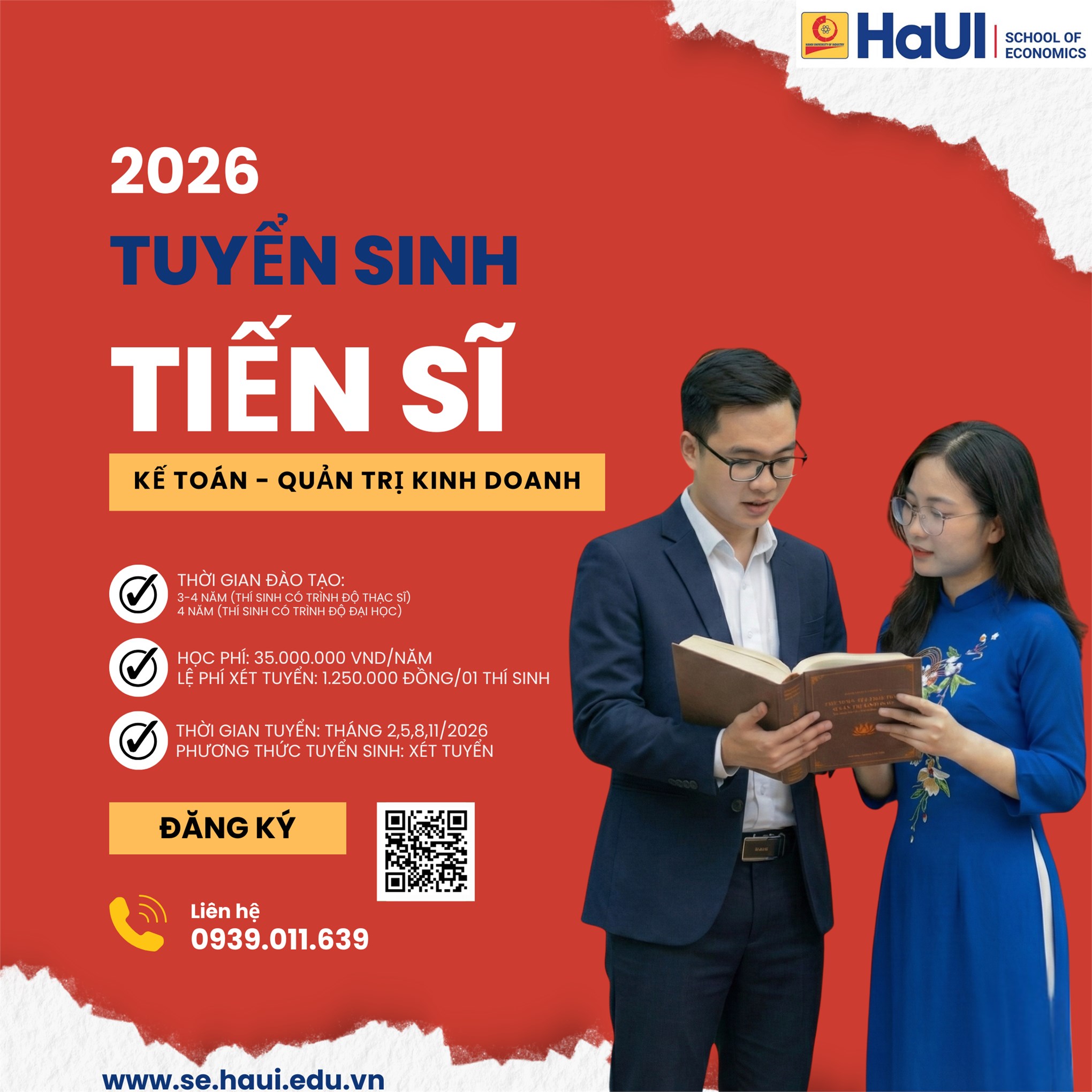 THÔNG TIN TUYỂN SINH SAU ĐẠI HỌC NĂM 2026 - KHỐI NGÀNH KINH TẾ