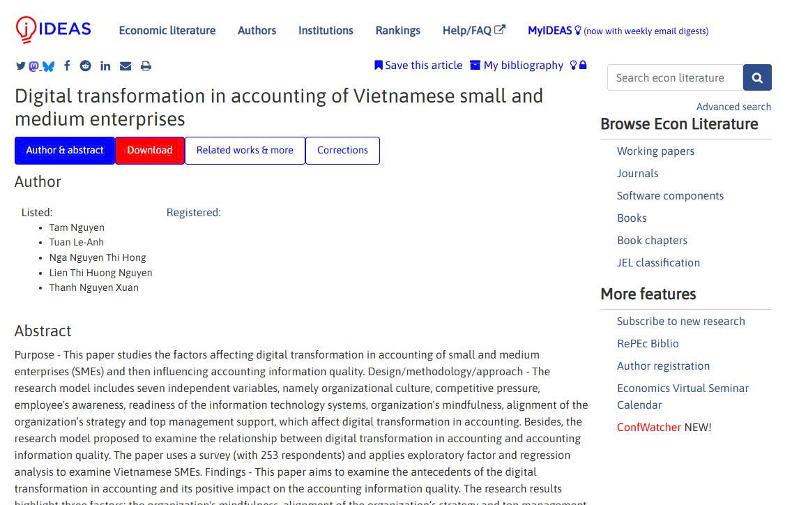 Digital transformation in accounting of Vietnamese small andmediumenterprises