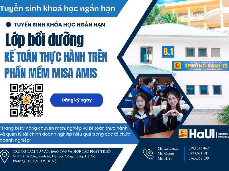 THÔNG BÁO TUYỂN SINH: LỚP BỒI DƯỠNG KẾ TOÁN THỰC HÀNH TRÊN PHẦN MỀM MISA AMIS