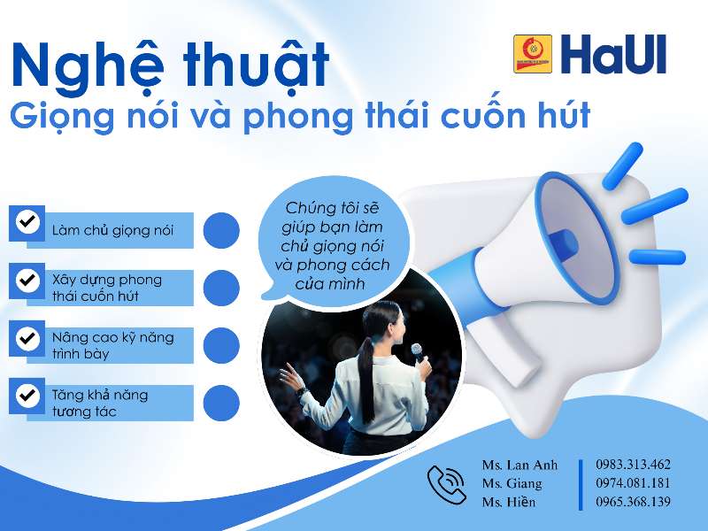 THÔNG BÁO TUYỂN SINH: LỚP BỒI DƯỠNG NGHỆ THUẬT GIỌNG NÓI VÀ PHONG THÁI CUỐN HÚT