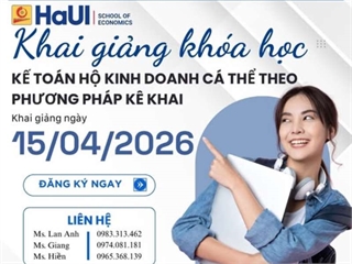 Thông báo khai giảng khóa học kế toán hộ kinh doanh cá thể theo phương pháp kê khai (Khai giảng dự kiến: 15/04/2026)