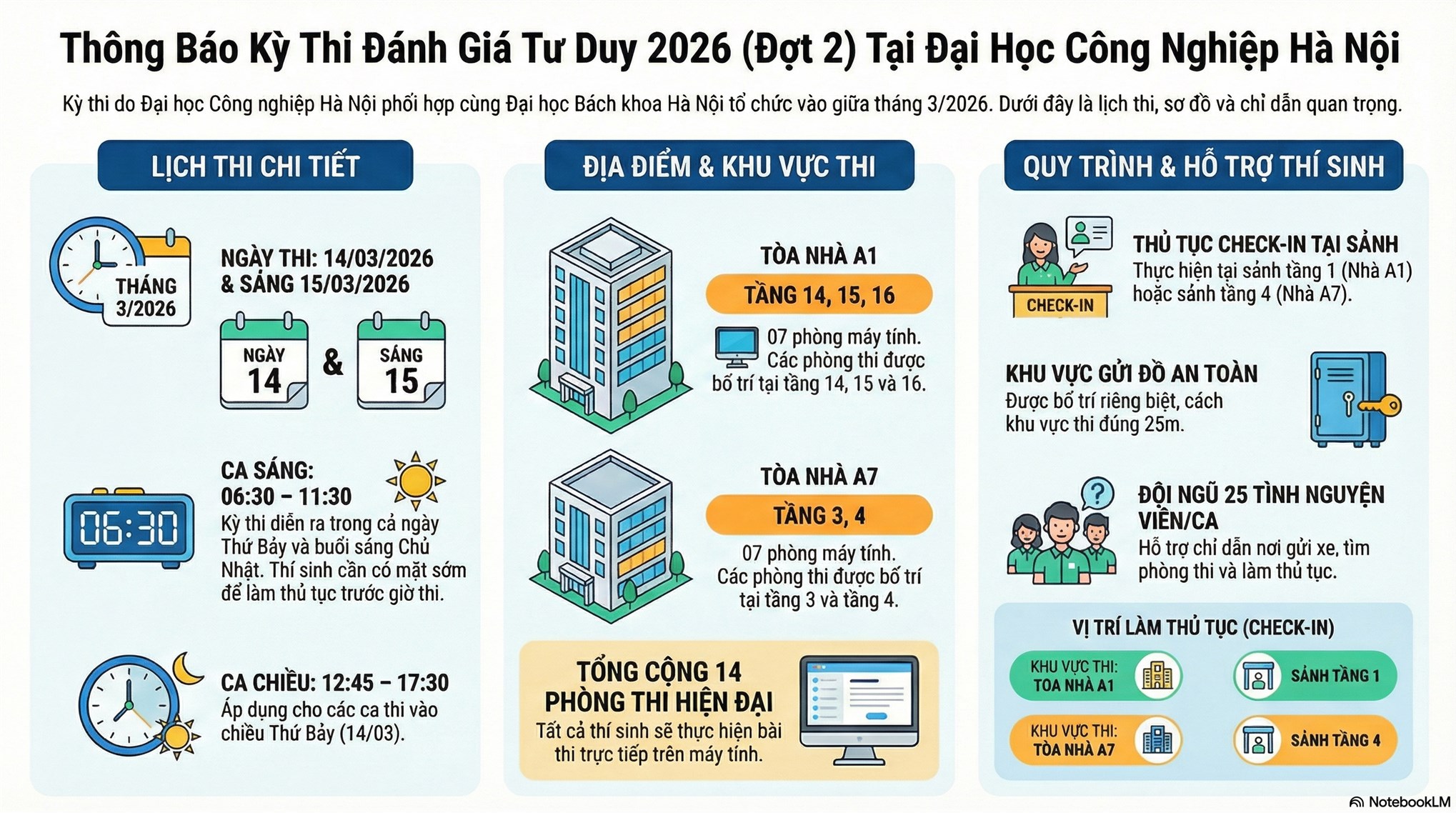 THÔNG BÁO VỀ THỜI GIAN VÀ ĐỊA ĐIỂM KỲ THI ĐÁNH GIÁ TƯ DUY 2026 (ĐỢT 2) TẠI ĐẠI HỌC CÔNG NGHIỆP HÀ NỘI