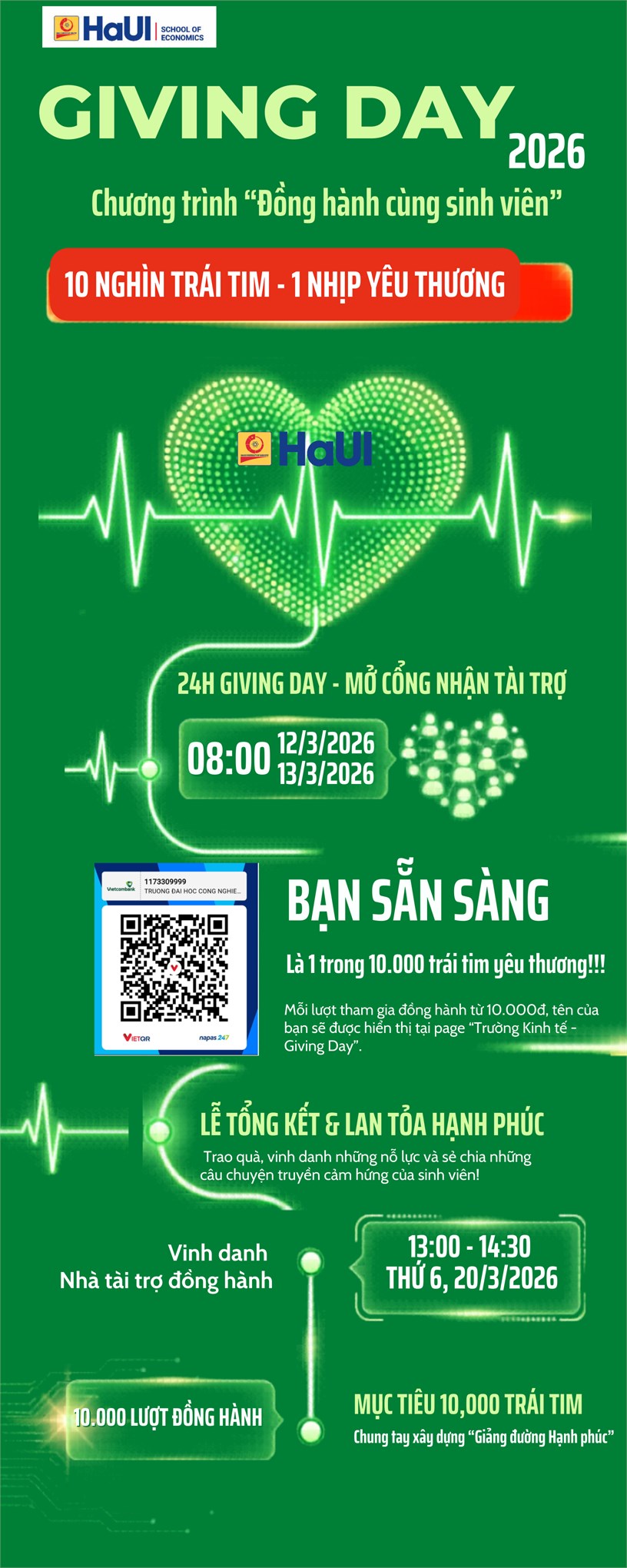 Trường Kinh tế – Đại học Công nghiệp Hà Nội phát động Giving Days 2026: “10 nghìn trái tim – 1 nhịp yêu thương”