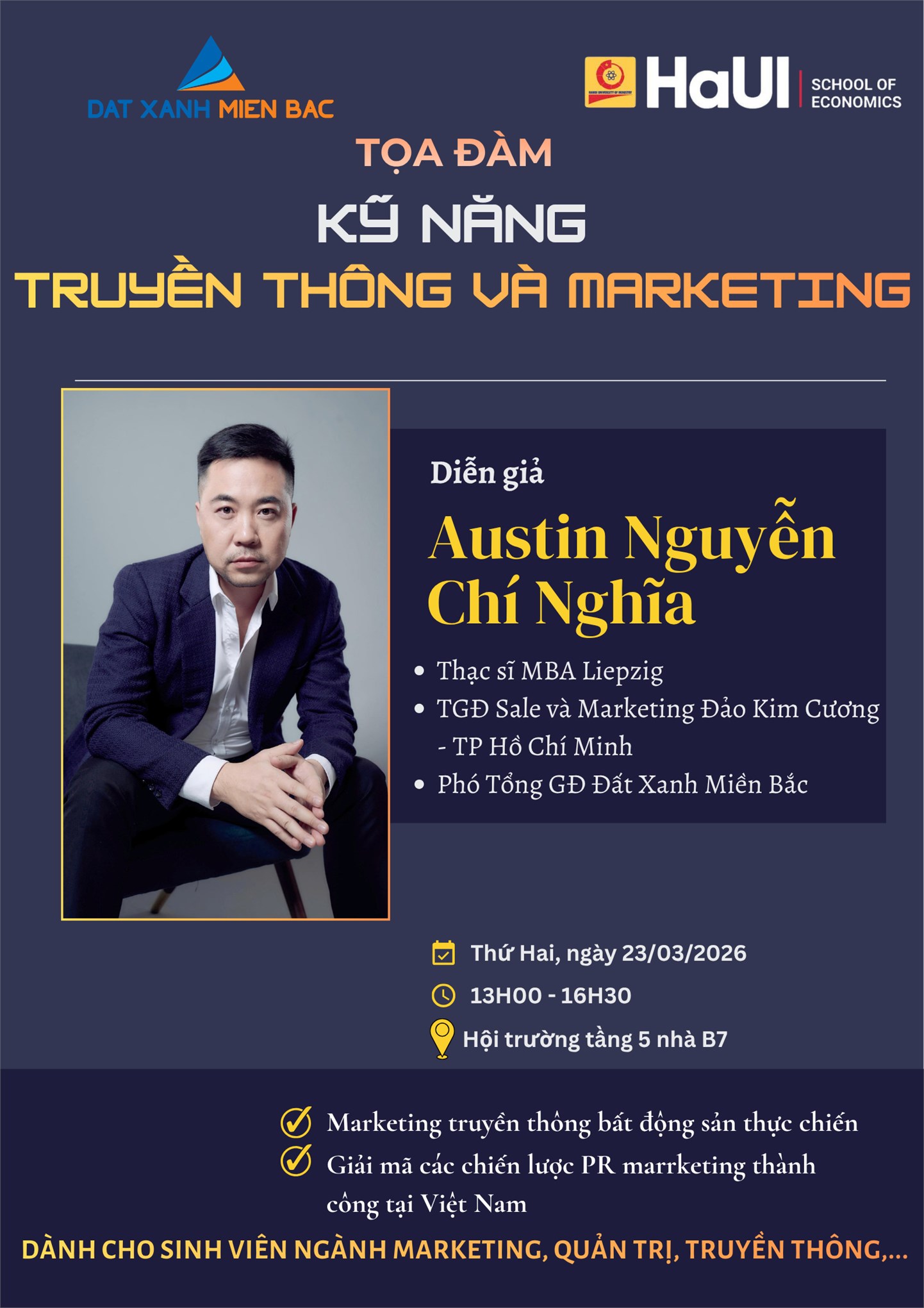 Đăng ký tham dự tọa đàm: “Kỹ năng truyền thông và marketing”