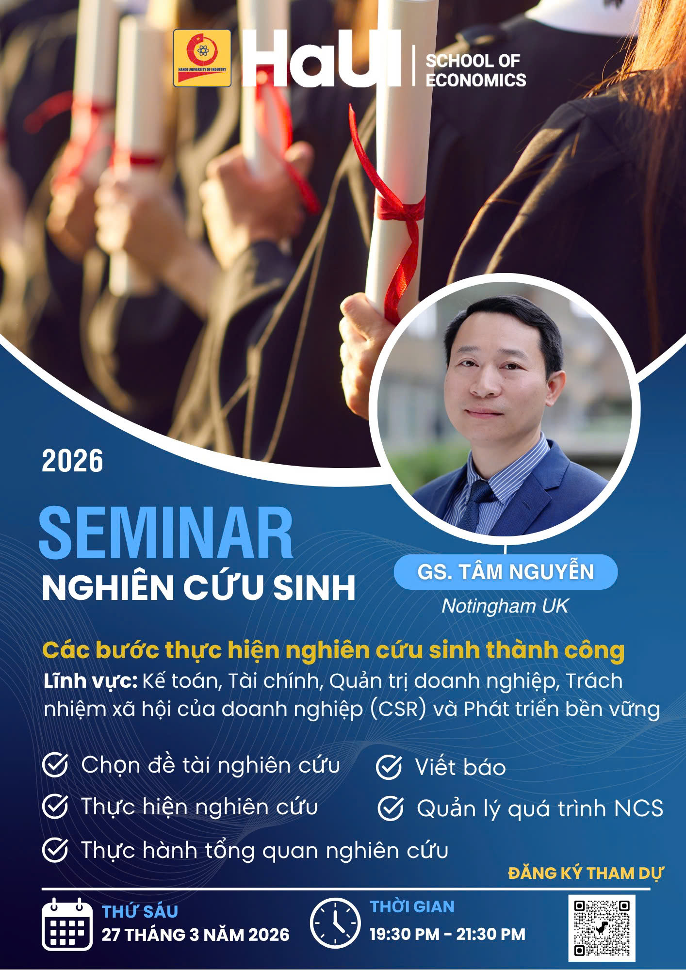 Thông báo tham dự Seminar dành cho nghiên cứu sinh năm 2026