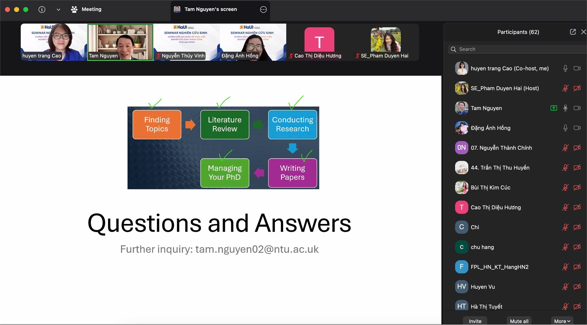 Trường Kinh tế tổ chức Seminar: `Hướng dẫn các bước để thực hiện nghiên cứu sinh thành công`
