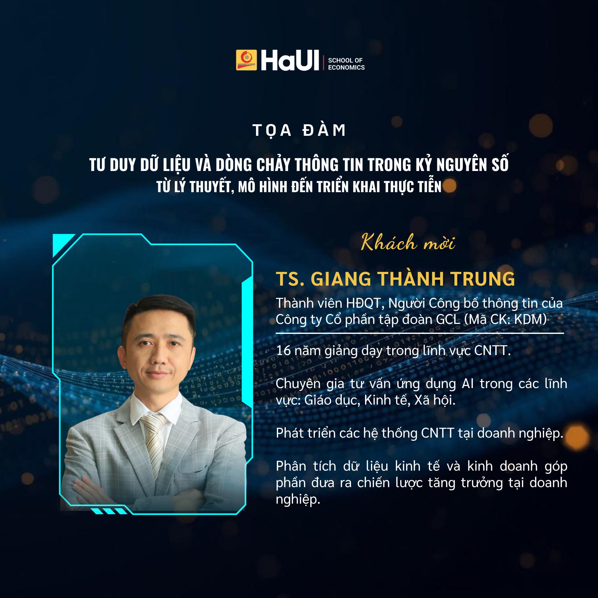 Tổ chức `Tọa đàm: Tư duy dữ liệu và dòng chảy thông tin trong kỷ nguyên số: từ lý thuyết, mô hình đến triển khai thực tiễn`