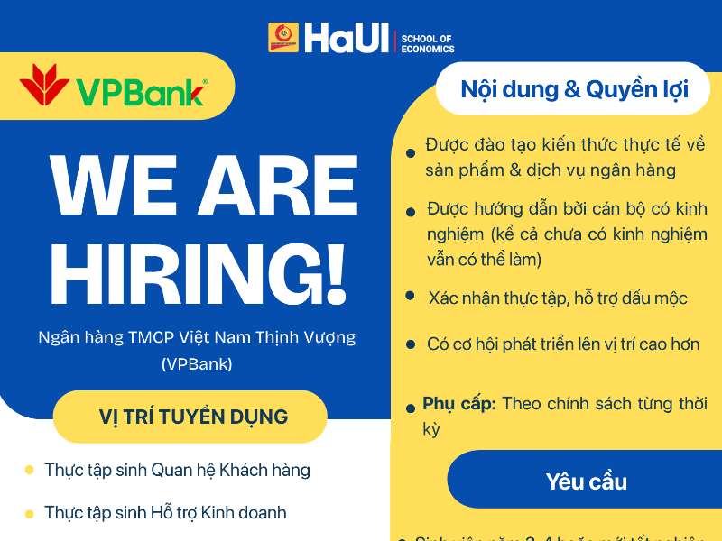 VPBank Chi Nhánh Kinh Đô tuyển dụng Thực tập sinh 2026