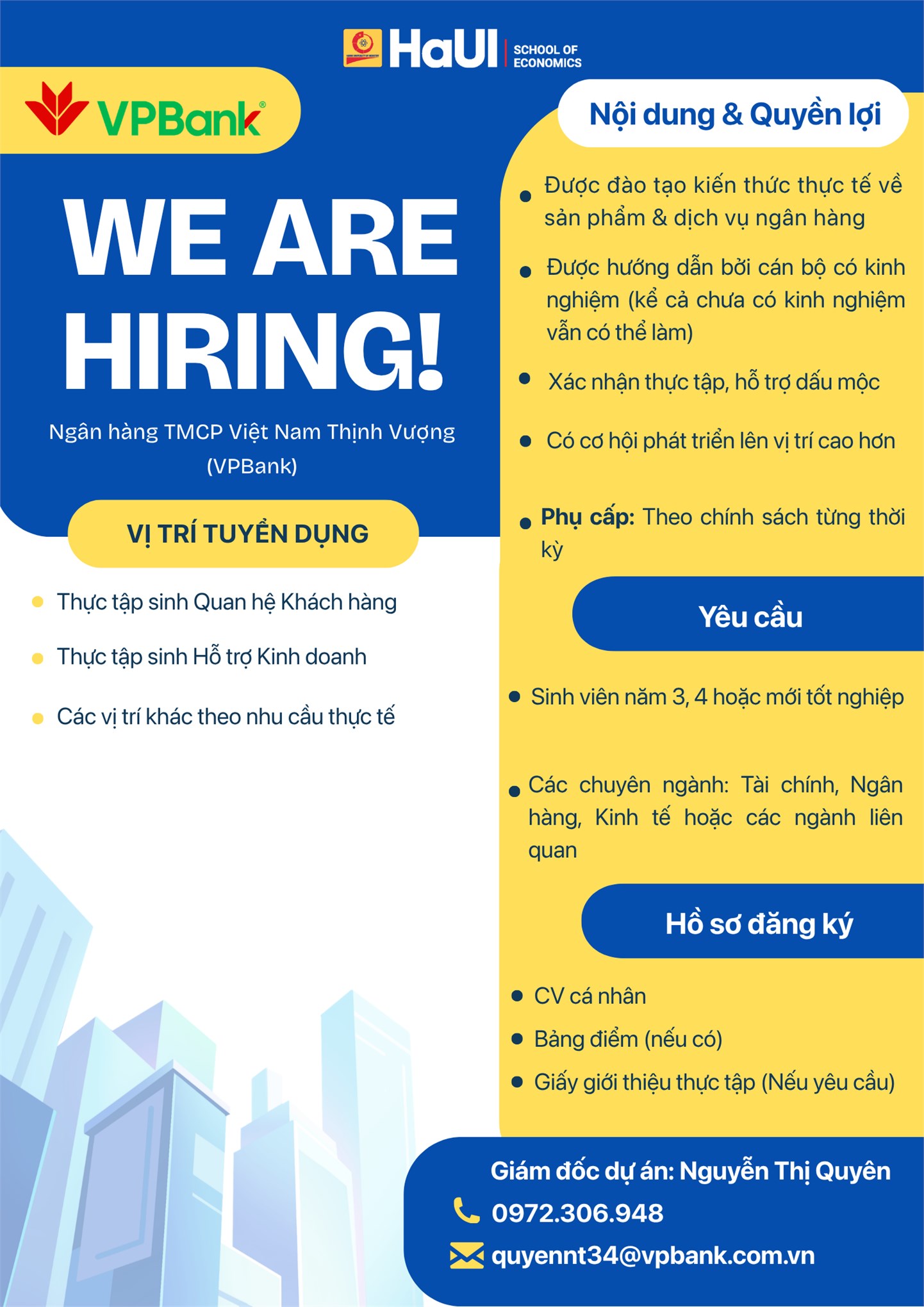 VPBank Chi Nhánh Kinh Đô tuyển dụng Thực tập sinh 2026