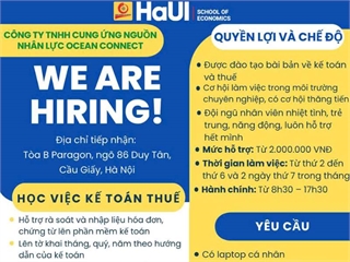 Công ty TNHH Cung ứng nguồn nhân lực Ocean Connect tuyển dụng: Học việc Kế toán Thuế