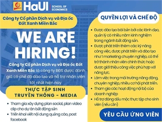 Công ty Cổ phần dịch vụ và địa ốc Đất xanh miền Bắc Tuyển dụng thực tập sinh truyền thông - media