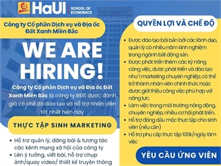 Công ty Cổ phần Dịch vụ và Địa ốc Đất Xanh Miền Bắc tuyển dụng Thực tập sinh Marketing