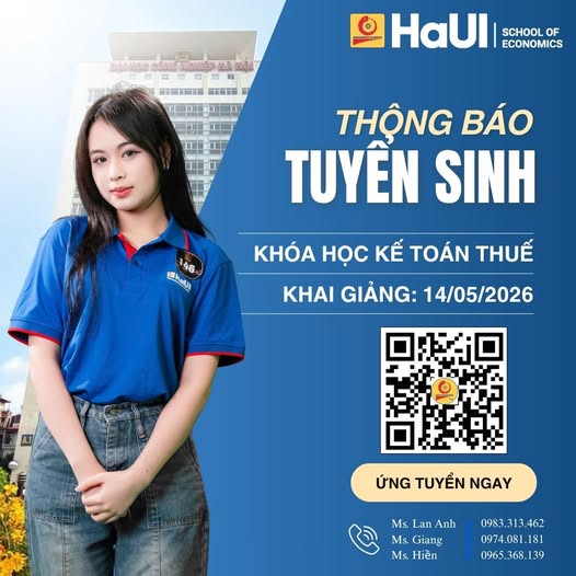 THÔNG BÁO KHAI GIẢNG KHÓA HỌC KẾ TOÁN THUẾ (Khai giảng dự kiến: 14/05/2026)