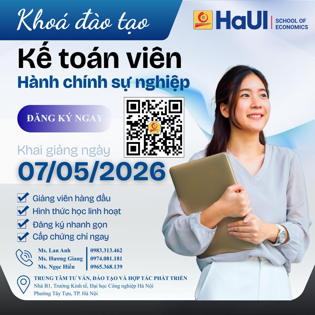 THÔNG BÁO KHAI GIẢNG KHÓA HỌC KẾ TOÁN VIÊN HÀNH CHÍNH SỰ NGHIỆP (Khai giảng dự kiến: 07/05/2026)