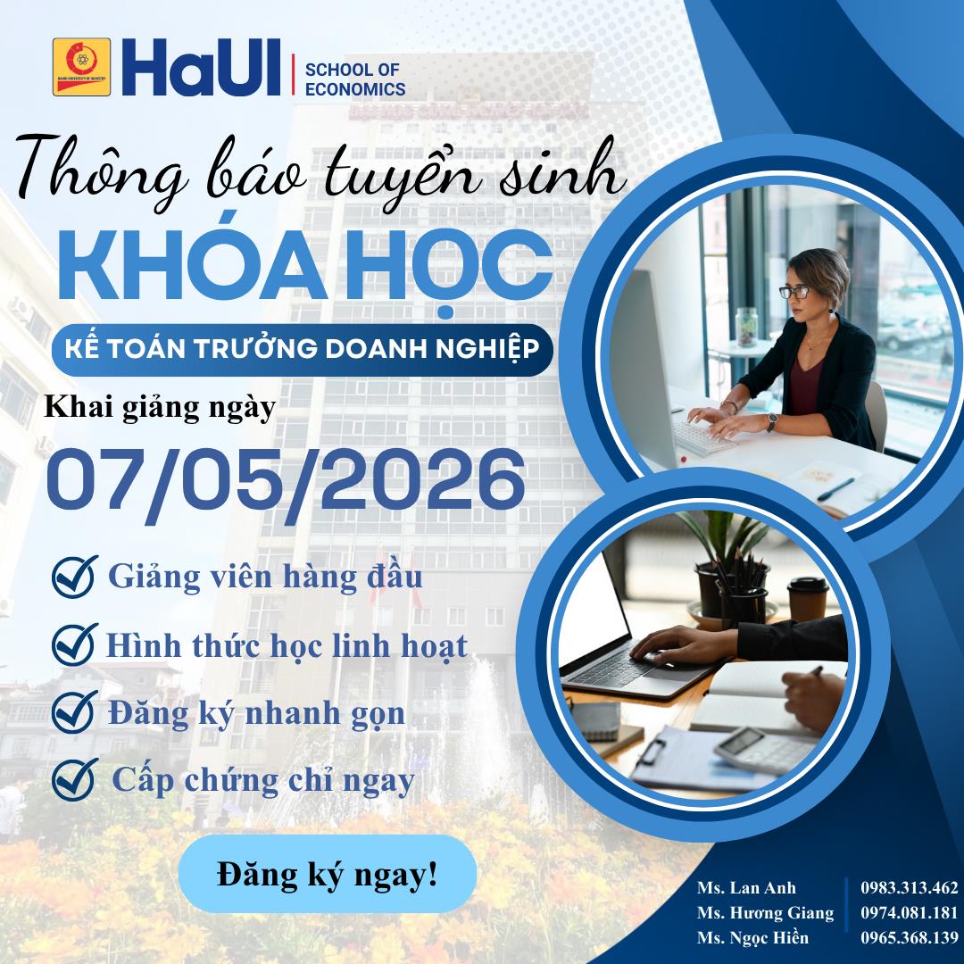THÔNG BÁO KHAI GIẢNG KHÓA HỌC KẾ TOÁN TRƯỞNG DOANH NGHIỆP (Khai giảng dự kiến: 07/05/2026)