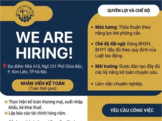 Công ty TNHH Cung ứng nguồn nhân lực Ocean Connect Tuyển dụng: Học việc Kế toán Thuế