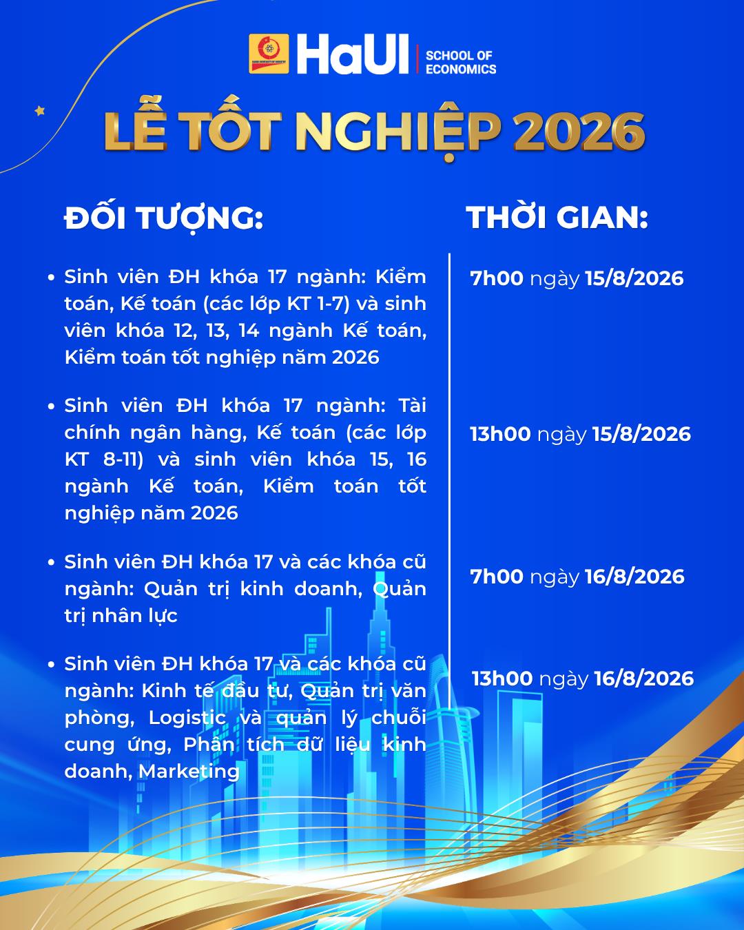 Thông báo - lễ tốt nghiệp và trao bằng cử nhân năm 2026
