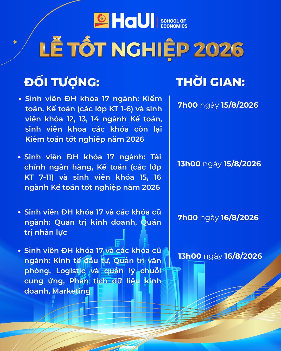 Thông báo - lễ tốt nghiệp và trao bằng cử nhân năm 2026