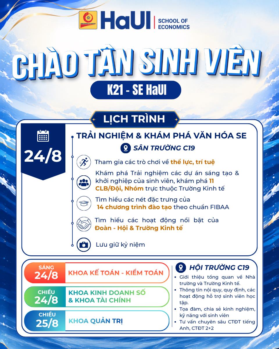Cẩm nang hướng dẫn Ngày hội chào Tân sinh viên K21 - Trường Kinh tế (SE - HaUI)